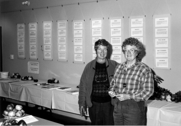 Apple Festival Co-founders Margaret Charlton and Anne Gartshore at the first year of our successful community event in 1991